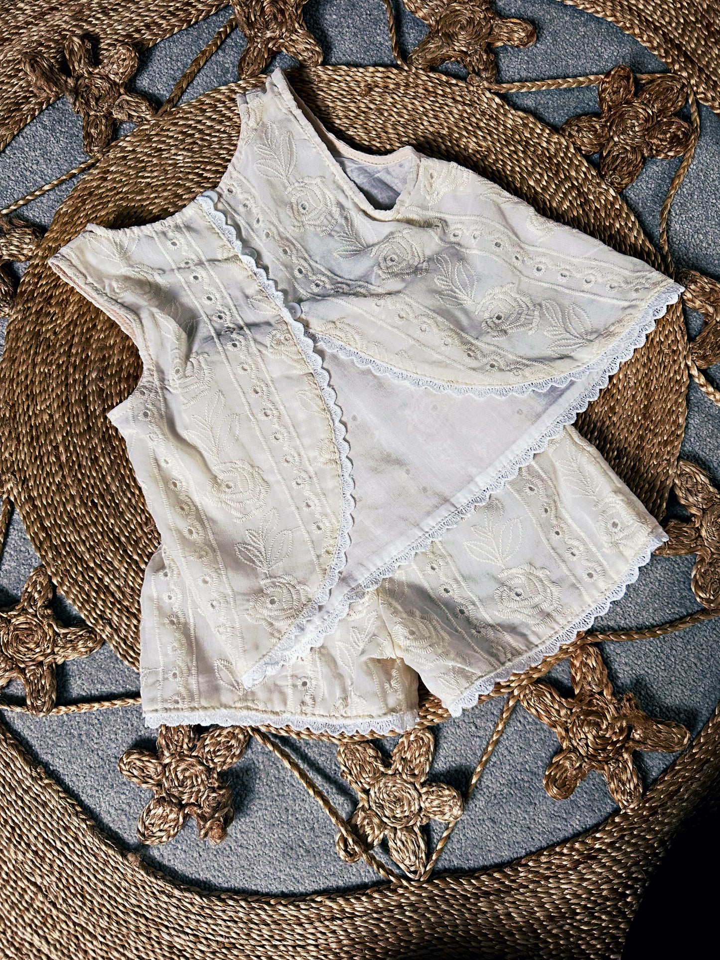 Iris Cream Broderie Top and Short Set